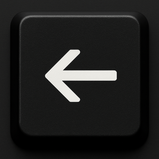 BLACK BACKSPACE BUTTON BUT JUST THE BACKWARD ARROW. FRONT VIEW