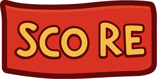 This is a score text
. No background. Transparent background. Blank background. No shadows. 2d. In-Game asset. flat