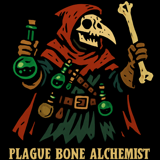 plague bone Alchemist.
In-Game asset.  2d.  High contrast.  No shadows