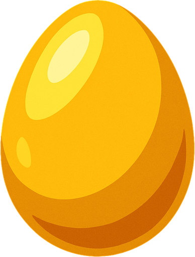 A Golden egg.
In-Game asset.  2d.  High contrast.  No shadows