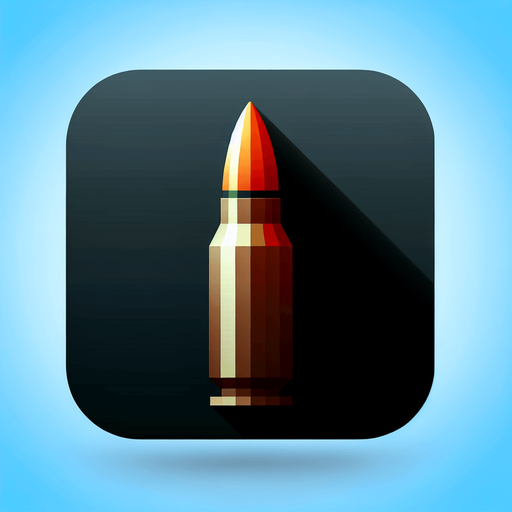 Bullet.
Single Game Texture. In-Game asset. 2d. Blank background. High contrast. No shadows.