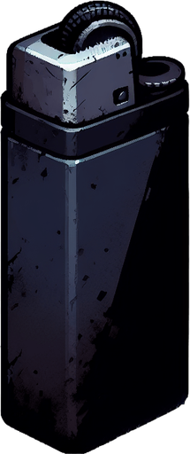 a simple dirty, dark and eerie lighter.
Single Game Texture. In-Game asset. 2d. Blank background. High contrast. No shadows.