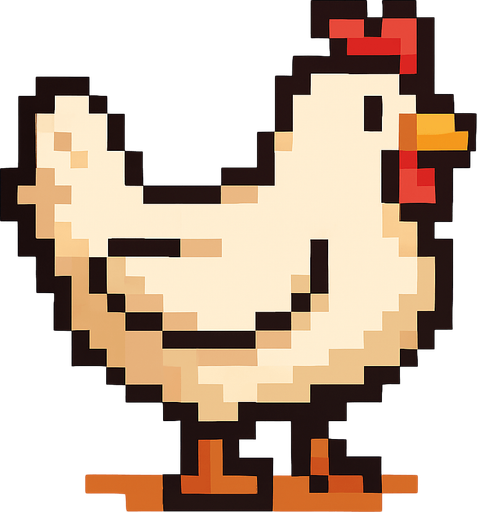 pixel art chicken.
In-Game asset.  2d.  High contrast.  No shadows