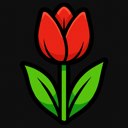 Red tulip.
In-Game asset.  2d.  High contrast.  No shadows