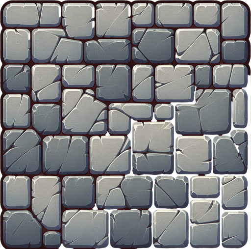 Paving stone.
Single Game Texture. In-Game asset. 2d. Blank background. High contrast. No shadows.