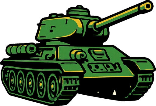 tanque t34-85.
In-Game asset.  2d.  High contrast.  No shadows