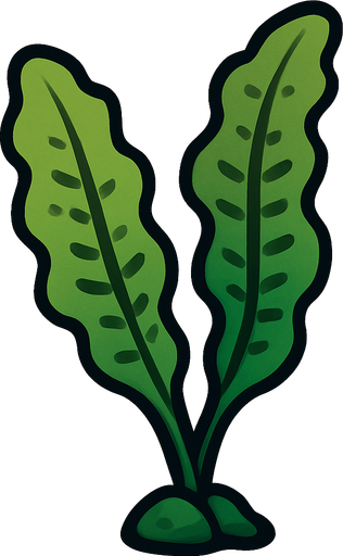 2 yapraklı deniz yosunu 2d.
In-Game asset.  2d.  High contrast.  No shadows
