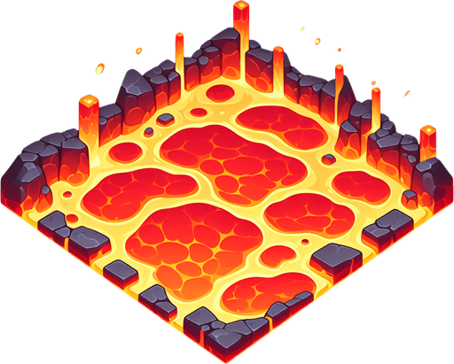 a cartoon lava floor. top-down view. tile-able so it can be repeated. no text..
Single Game Texture. In-Game asset. 2d. Blank background. High contrast. No shadows.