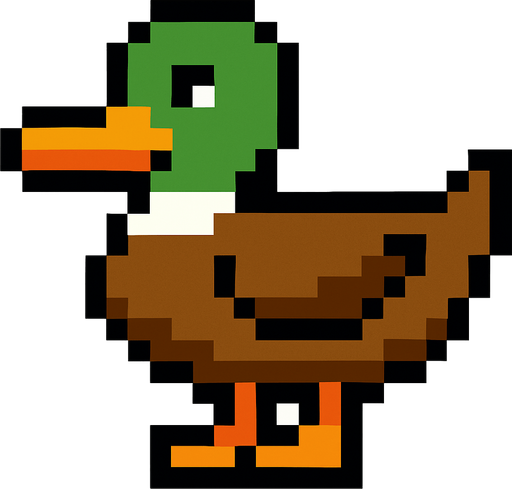 Ordek pixel.
In-Game asset.  2d.  High contrast.  No shadows