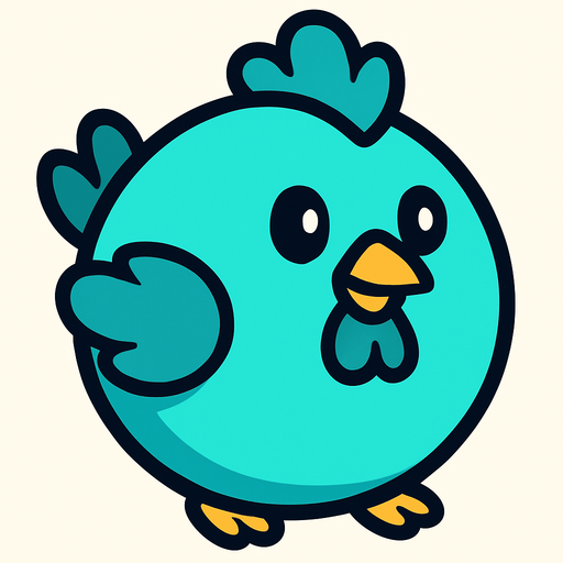 cyan chicken ball.
In-Game asset.  2d.  High contrast.  No shadows