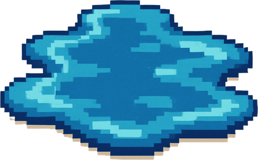 pixel art 2D puddle.
In-Game asset.  2d.  High contrast.  No shadows