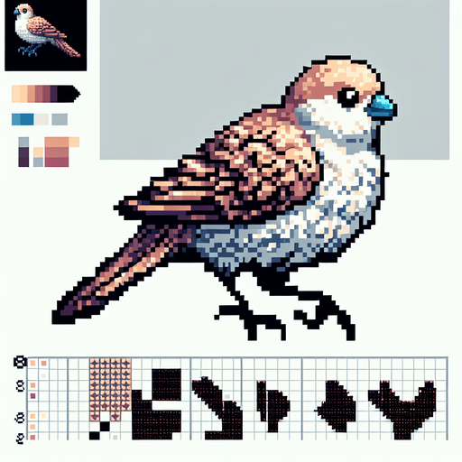 A Proper Bird not A Circle Or Rectangle (And The Bird Should Be In Pixelart) 
Single Game Texture. In-Game asset. 2d. Blank background. High contrast. No shadows.