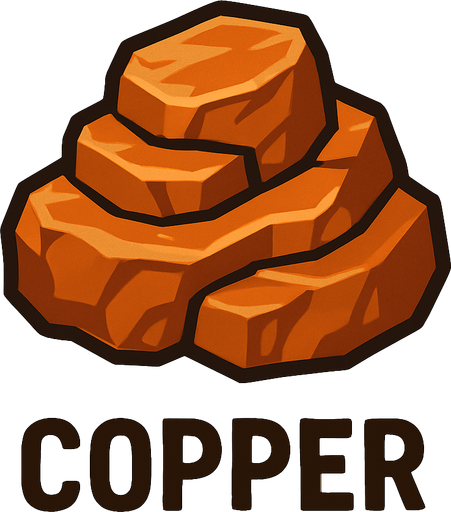 Copper.
In-Game asset.  2d.  High contrast.  No shadows