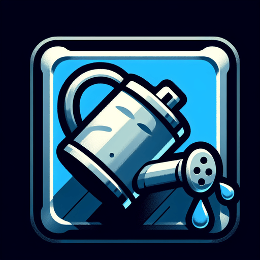 watering can button.
Single Game Texture.  In-Game asset.  2d.  Blank background.  High contrast.  No shadows