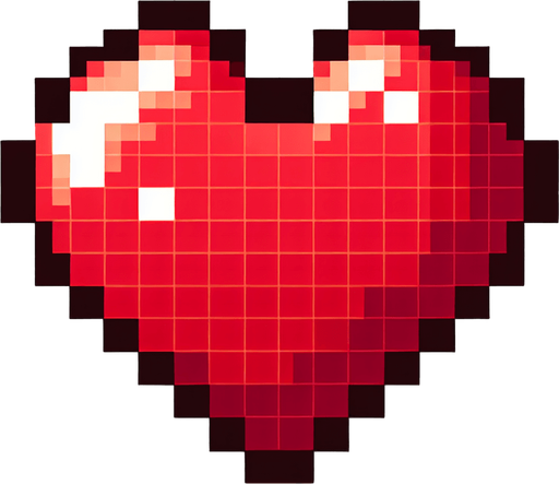 pixalated heart empty Single Game Texture. In-Game asset. 2d. Blank background. High contrast. No shadows.