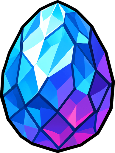 A Crystal-like egg.
In-Game asset.  2d.  High contrast.  No shadows