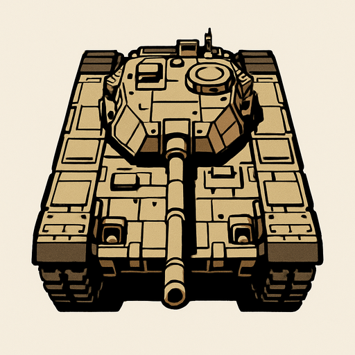 Top view of a Heavy armored military Tank.
In-Game asset.  2d.  High contrast.  No shadows