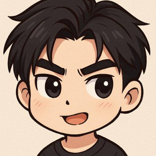 Make him in cartoon chibi style, retains his key facial features such as his strong jaw, straight and marked eyebrows, oval face with a mischievous expression like that of a friendly and curious child.