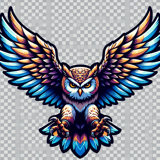 An owl with talons extended downwards and wings up. Looking down. Color
Single Game Texture. In-Game asset. 2d. Blank background. High contrast. No shadows.