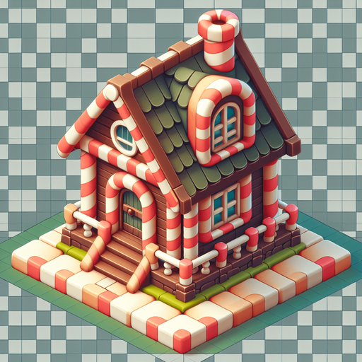 casa di caramelle.
Single Game Texture. In-Game asset. 2d. Blank background. High contrast. No shadows.