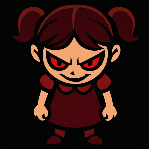 evil little girl looking down.
In-Game asset.  2d.  High contrast.  No shadows
