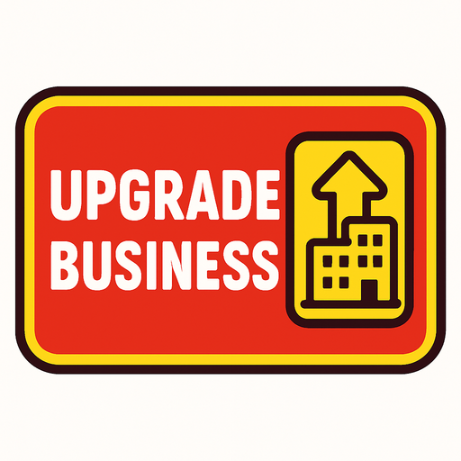 button upgrade level of business.
In-Game asset.  2d.  High contrast.  No shadows