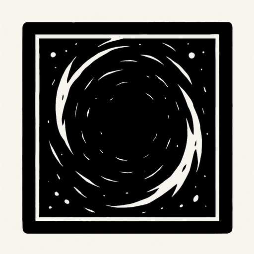Kare şeklinde siyah bir portal.
In-Game asset.  2d.  High contrast.  No shadows