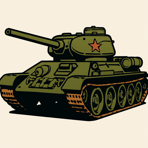 tanque t34-85.
In-Game asset.  2d.  High contrast.  No shadows