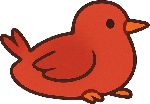 Crea un pajaro caway en 2d viendo a la derecha de color rojo acostado que con se vean las patas.
In-Game asset.  No shadows