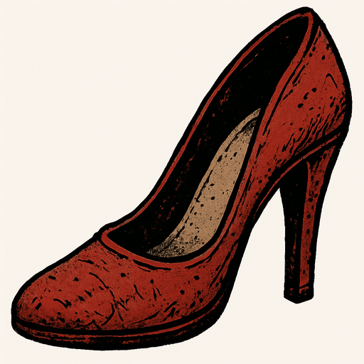 A well worn high heel shoe.
In-Game asset.  2d.  High contrast.  No shadows