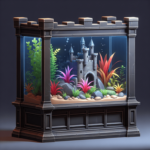 An aquarium with no fish on a sheel in a photorealistic style.
Single Game Texture. In-Game asset. 2d. Blank background. High contrast. No shadows.
