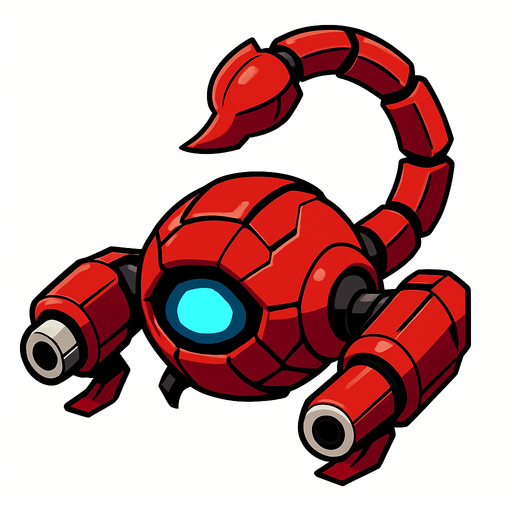 no background. scifi scorpion red floating drone. anime style.
In-Game asset.  2d.  High contrast.  No shadows