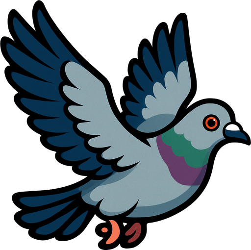 pigeon flying.
In-Game asset.  2d.  High contrast.  No shadows