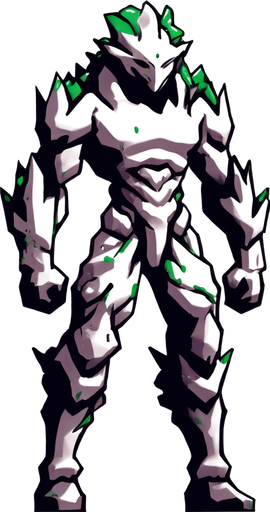 The same character but kneeling and covered in green liquid.