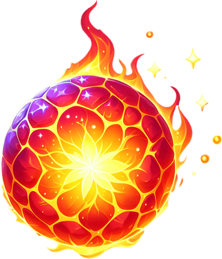 magical fireball.
Single Game Texture.  In-Game asset.  2d.  Blank background.  High contrast.  No shadows