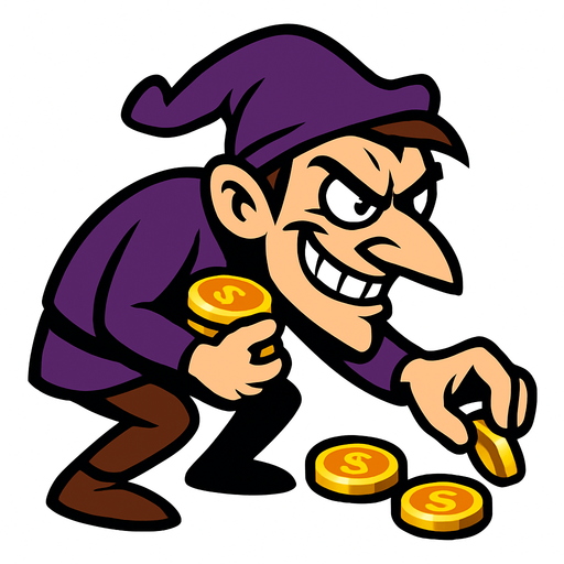 Para toplayan sinsi adam.
In-Game asset.  2d.  High contrast.  No shadows