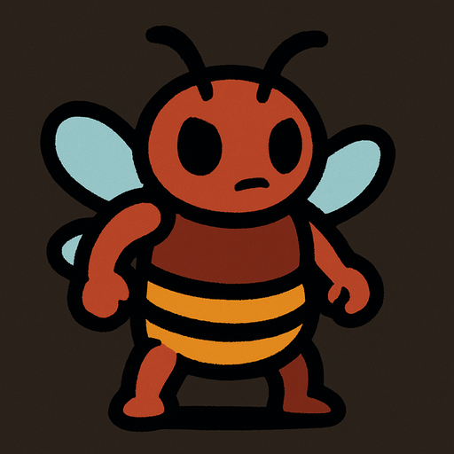 Tiny bug man.
In-Game asset.  2d.  High contrast.  No shadows