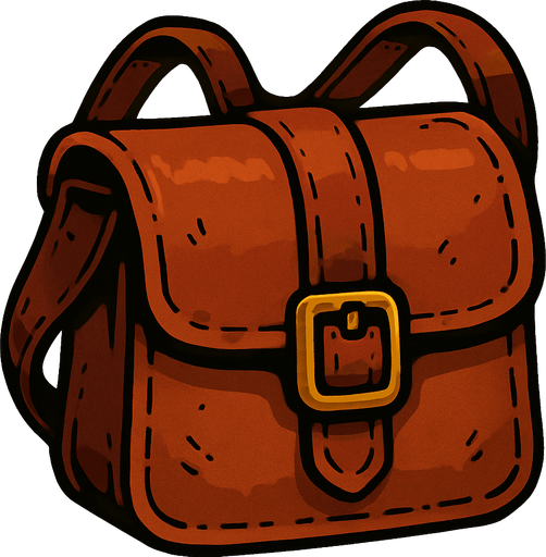 deri çanta.
In-Game asset.  2d.  High contrast.  No shadows