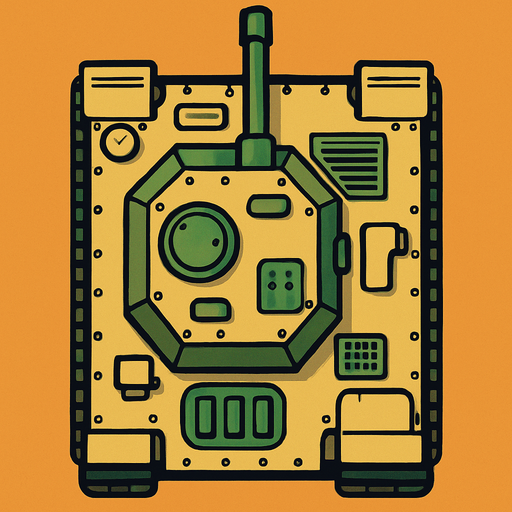 TANK ÜSTEN GÖRÜNÜŞ 2D.
In-Game asset.  2d.  High contrast.  No shadows