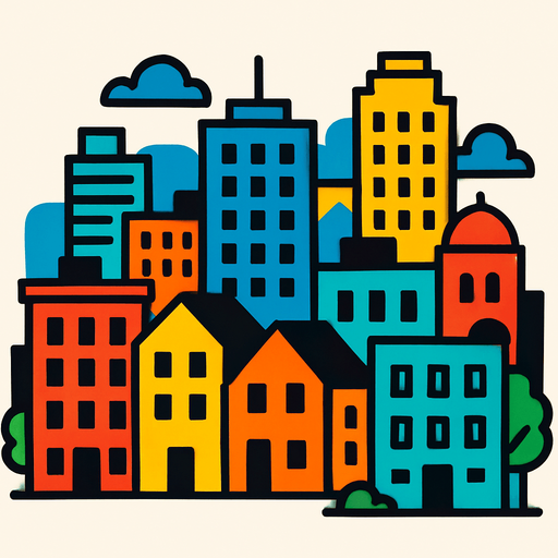 ciudad.
In-Game asset.  2d.  High contrast.  No shadows