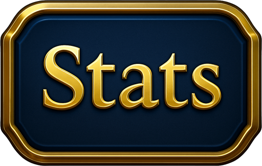 Crea un asset visual para un botón de interfaz de usuario que diga 'Stats' en ingles.

Objetivo: Proporcionar un botón claro y atractivo para acceder a las estadísticas del jugador.

Diseño:

Forma: Un botón con bordes suaves o ligeramente redondeados, o una forma que sugiera una plaqueta o emblema de lujo.

Texto: La palabra 'Estadísticas' en una tipografía elegante, clara y legible. El texto debe ser prominente y centrado en el botón.

Color Base: Un fondo que sea consistente con la interfaz de tu casino, como un azul profundo, púrpura oscuro, negro carbón o un color metálico bruñido.

Color del Texto/Borde: Dorado brillante, plateado pulido o bronce con un acabado metálico y reflejos sutiles..
In-Game asset.  2d.  High contrast.  No shadows