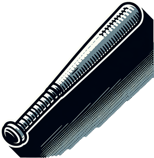 a baseball bat.
Single Game Texture.  In-Game asset.  2d.  Blank background.  High contrast.  No shadows
