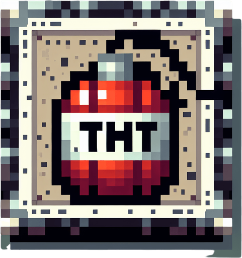 Pixel art, square with the texture of a tnt . Single Game Texture. In-Game asset. 2d. Blank background. High contrast. No shadows.