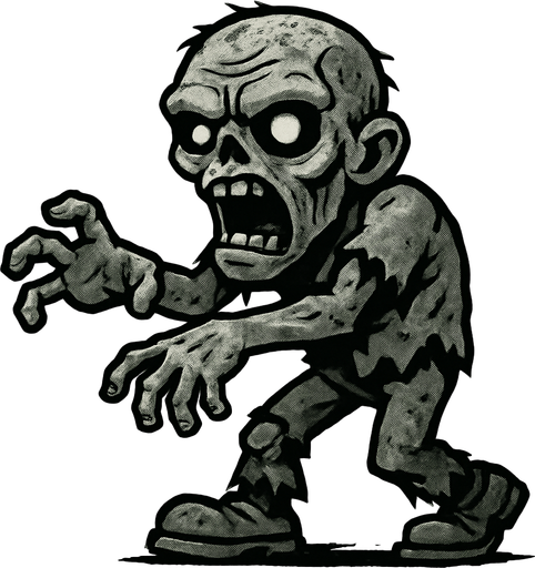 Grey zombie.
In-Game asset.  2d.  High contrast.  No shadows