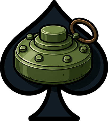 Just the spade from this image with a land mine in the center of it.