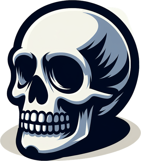 skull. clipart. cartoon. Blank background. High contrast. No shadows..