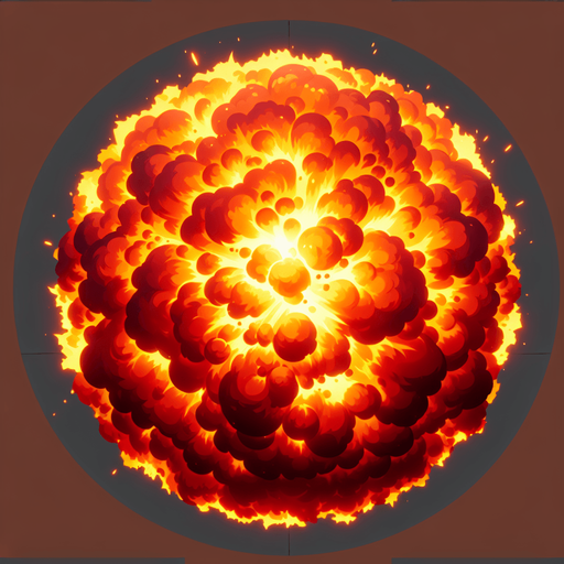 ball fire after explotion.
Single Game Texture.  In-Game asset.  2d.  Blank background.  High contrast.  No shadows