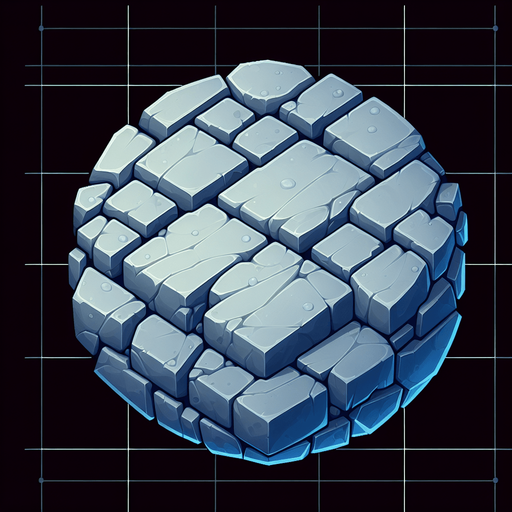 A stone from top view (2d).
Single Game Texture. In-Game asset. 2d. Blank background. High contrast. No shadows.