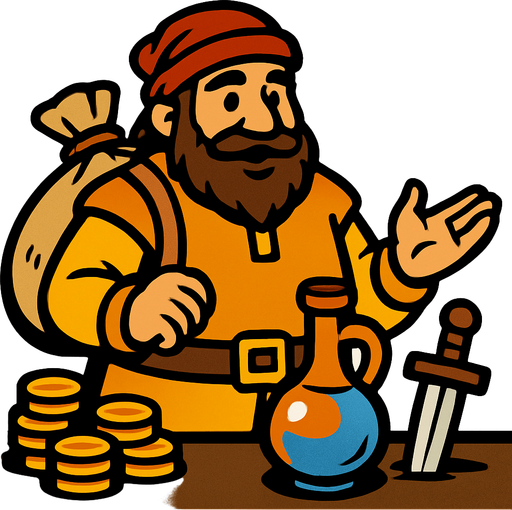 Merchant.
In-Game asset.  2d.  High contrast.  No shadows