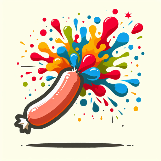 An exploding sausage.
Single Game Texture. In-Game asset. 2d. Blank background. High contrast. No shadows.